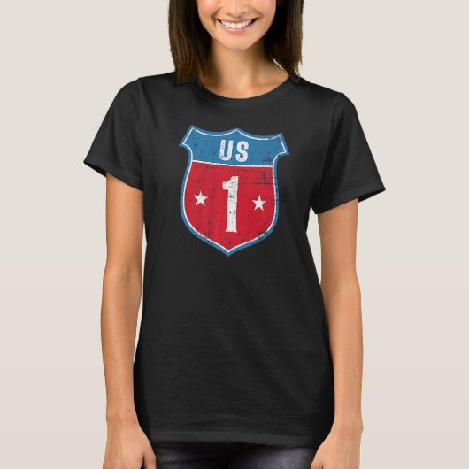 米国ルート1Tシャツ、愛国的なTシャツ、アメリカの恋人のShir Tシャツ (正面)
