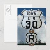 米国ルート30、アイオワ、レア"R"標識、リンカーン高速道路 ポストカード (正面/裏面)
