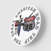 米国ルート66     ラウンド壁時計 (傾斜)