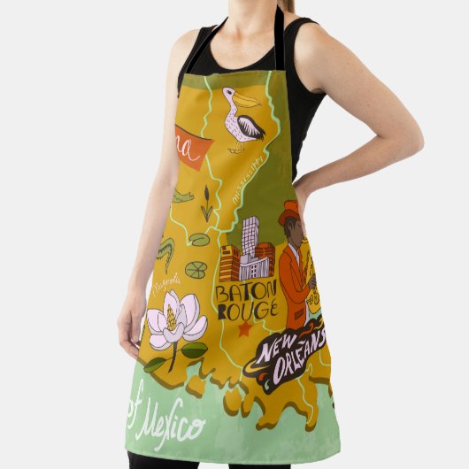 米国ル図解入りの、写真付きのイジアナの地図。旅行と属性 エプロン (インサイチュ)