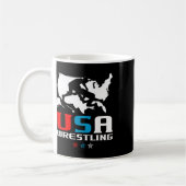 米国レスリング独立記念日アメリカ国旗のウォスト コーヒーマグカップ (左)