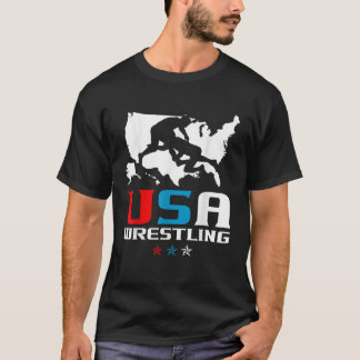 米国レスリング独立記念日アメリカ国旗のウォスト Tシャツ