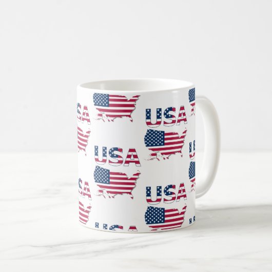 米国レタリングと国旗に関する地図 コーヒーマグカップ (正面右)