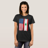 米国レバノン半米国国旗のルーツ Tシャツ (正面フル)