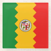 米国ロサンゼルス州旗を持つガラスコースター ガラスコースター (正面)