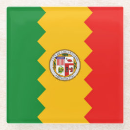 米国ロサンゼルス州旗を持つガラスコースター ガラスコースター