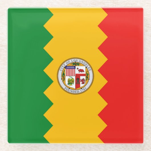 米国ロサンゼルス州旗を持つガラスコースター ガラスコースター (正面)