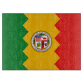 米国ロサンゼルス州旗を持つガラス板 カッティングボード (正面)