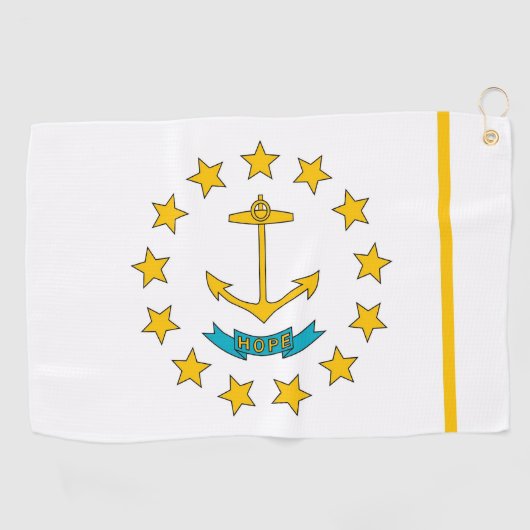 米国ロードアイランド州旗を持つゴルフタオル ゴルフタオル (横)