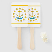 米国ロードアイランド州旗を持つハンドファンのセット ハンドファン (正面&裏面)