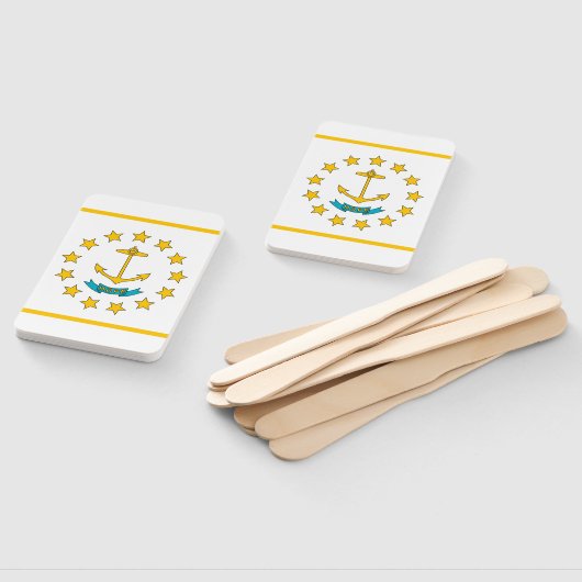 米国ロードアイランド州旗を持つハンドファンのセット ハンドファン (組立なし)