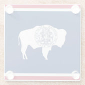 米国ワイオミング州旗を持つガラス州 ガラスコースター (裏面)