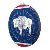 米国ワイオミング州旗を持つダーツボード ダーツボード (正面右)