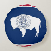 米国ワイオミング州旗を持つラウンド装飾用クッション ラウンドクッション (裏面)
