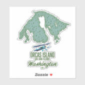 米国ワシントン州オルカスアイランドの地図 シール (シート)