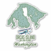 米国ワシントン州オルカスアイランドの地図 シール (正面)