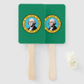 米国ワシントン州州旗とハンドファンのセット ハンドファン (正面&裏面)