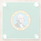 米国ワシントン州旗を持つガラス州 ガラスコースター (裏面)