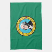 米国ワシントン州旗を持つキッチンタオル キッチンタオル (縦)