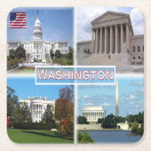米国ワシントン – 連邦議会 – 最高裁判所 スクエアペーパーコースター (正面)