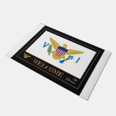 米国ヴァージンアイアンズハウスマット、V.I.フラグ/ようこそ ドアマット (アングル)