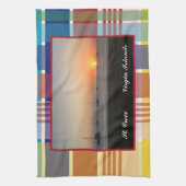 米国ヴァージンアイランズサンセットセントクロワUSVIマドラス キッチンタオル (縦)