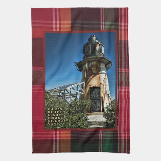 米国ヴァージンアイランズセントクロワUSVIライトハウス キッチンタオル (縦)