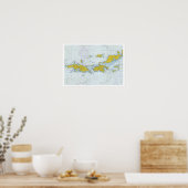米国ヴァージン航海の諸島地図 ポスター (キッチン)