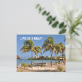 米国ヴァージン諸島カリブのビーチ熱帯海 ポストカード (スタンド正面)