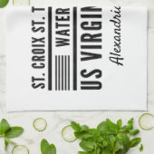 米国ヴァージン諸島カリブのUSVIパーソナライズ名 キッチンタオル (折り畳み)