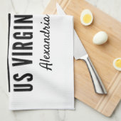 米国ヴァージン諸島カリブのUSVIパーソナライズ名 キッチンタオル (四つ折り)