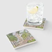 米国ヴァージン諸島セントクロワカリブのヤシの木 ストーンコースター (横)