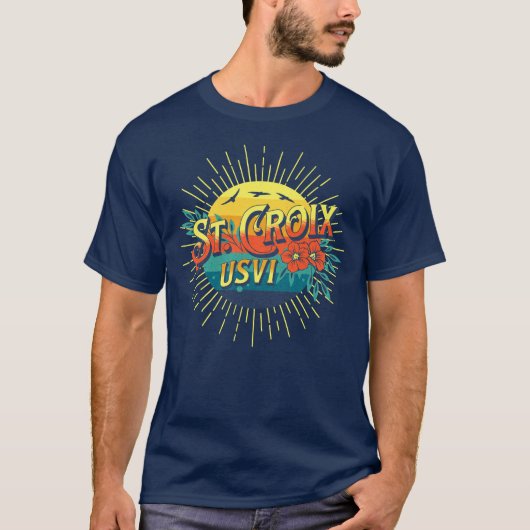 米国ヴァージン諸島セントクロワトロピカルサンセットUSVI Tシャツ (正面)