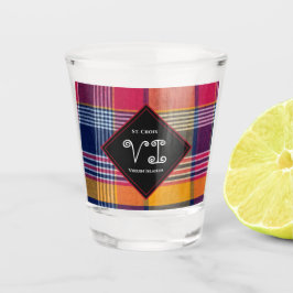 米国ヴァージン諸島セントクロワUSVIマドラスパターン ショットグラス
