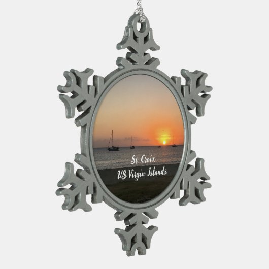 米国ヴァージン諸島セントクロワUSVI熱帯地方 スノーフレークピューターオーナメント (左)