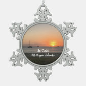 米国ヴァージン諸島セントクロワUSVI熱帯地方 スノーフレークピューターオーナメント (正面)