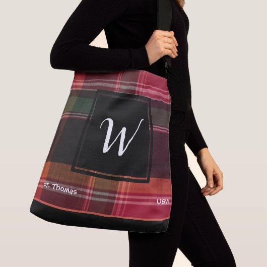 米国ヴァージン諸島セントトーマスUSVIマドラスカスタム クロスボディバッグ (クローズアップ)