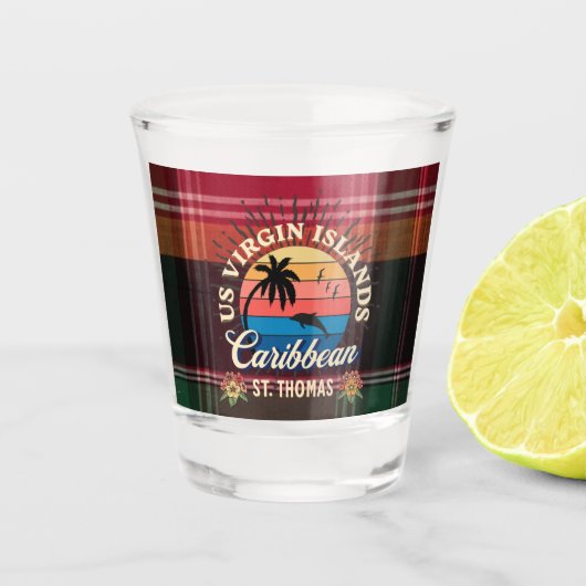 米国ヴァージン諸島セントトーマスUSVIマドラスカリブの ショットグラス (正面)
