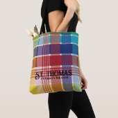 米国ヴァージン諸島セントトーマスUSVIマドラス トートバッグ (クローズアップ)