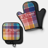 米国ヴァージン諸島セントトーマスUSVIマドラス 鍋つかみ (正面/裏面)