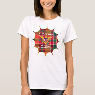 米国ヴァージン諸島フラグセントトーマスマドラスカスタム Tシャツ