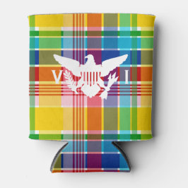 米国ヴァージン諸島マドラスパターン&フラグ 缶クーラー