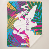 米国ヴァージン諸島国カラフル旗、熱帯葉 シェルパブランケット (正面)