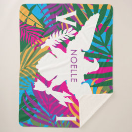 米国ヴァージン諸島国カラフル旗、熱帯葉 シェルパブランケット