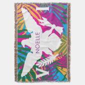 米国ヴァージン諸島国カラフル旗、熱帯葉 スローブランケット (正面縦)