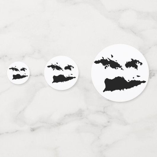 米国ヴァージン諸島国旗と諸島白黒 コンフェッティ (裏面)