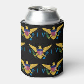 米国ヴァージン諸島国旗のパターン、黒 缶クーラー (缶正面)