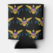 米国ヴァージン諸島国旗のパターン、黒 缶クーラー (正面)