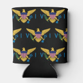 米国ヴァージン諸島国旗のパターン、黒 缶クーラー (裏面)