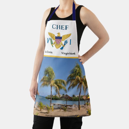 米国ヴァージン諸島国旗セントクロワビーチパームズ写真 エプロン (インサイチュ)